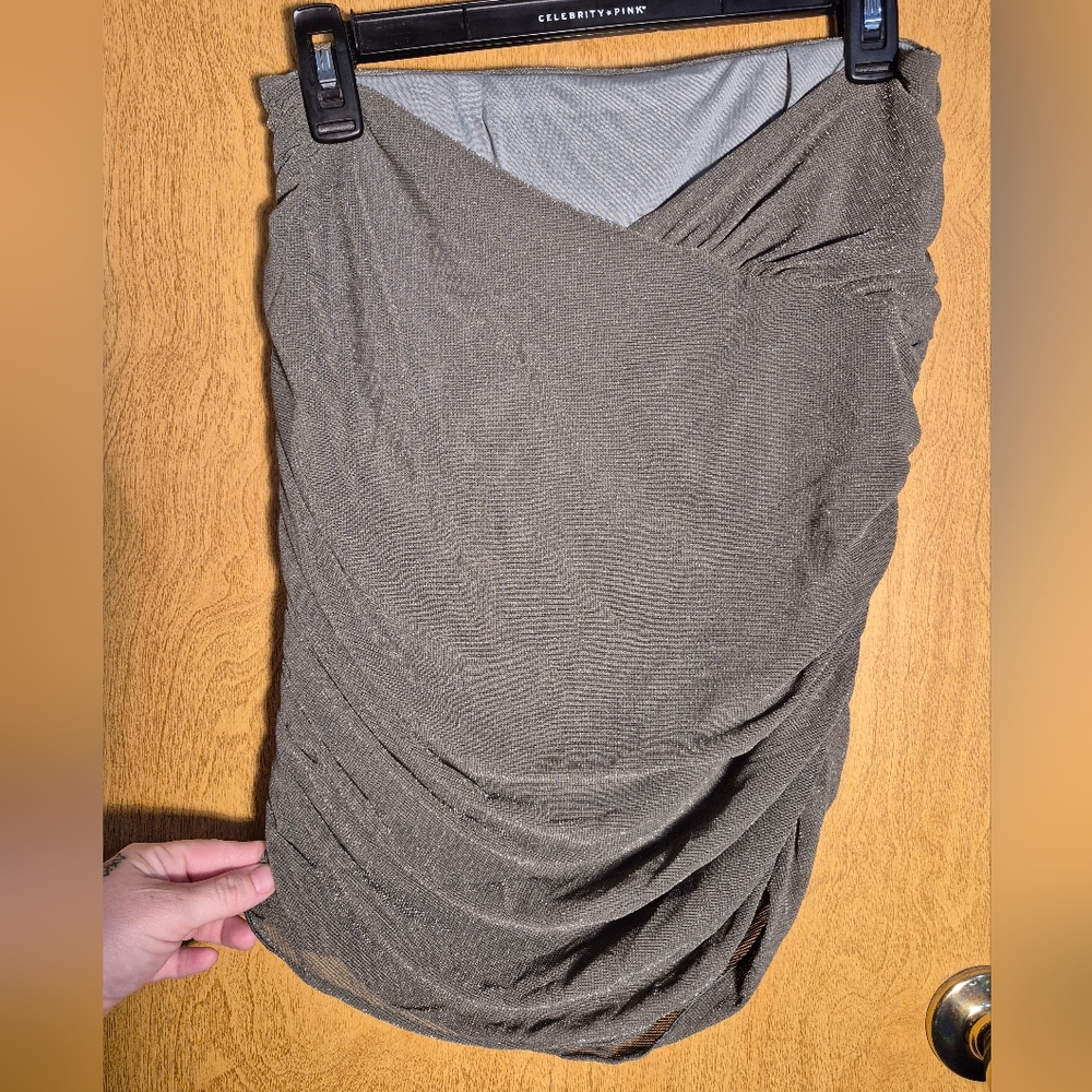 Green Ruched Wrap Mini Skirt